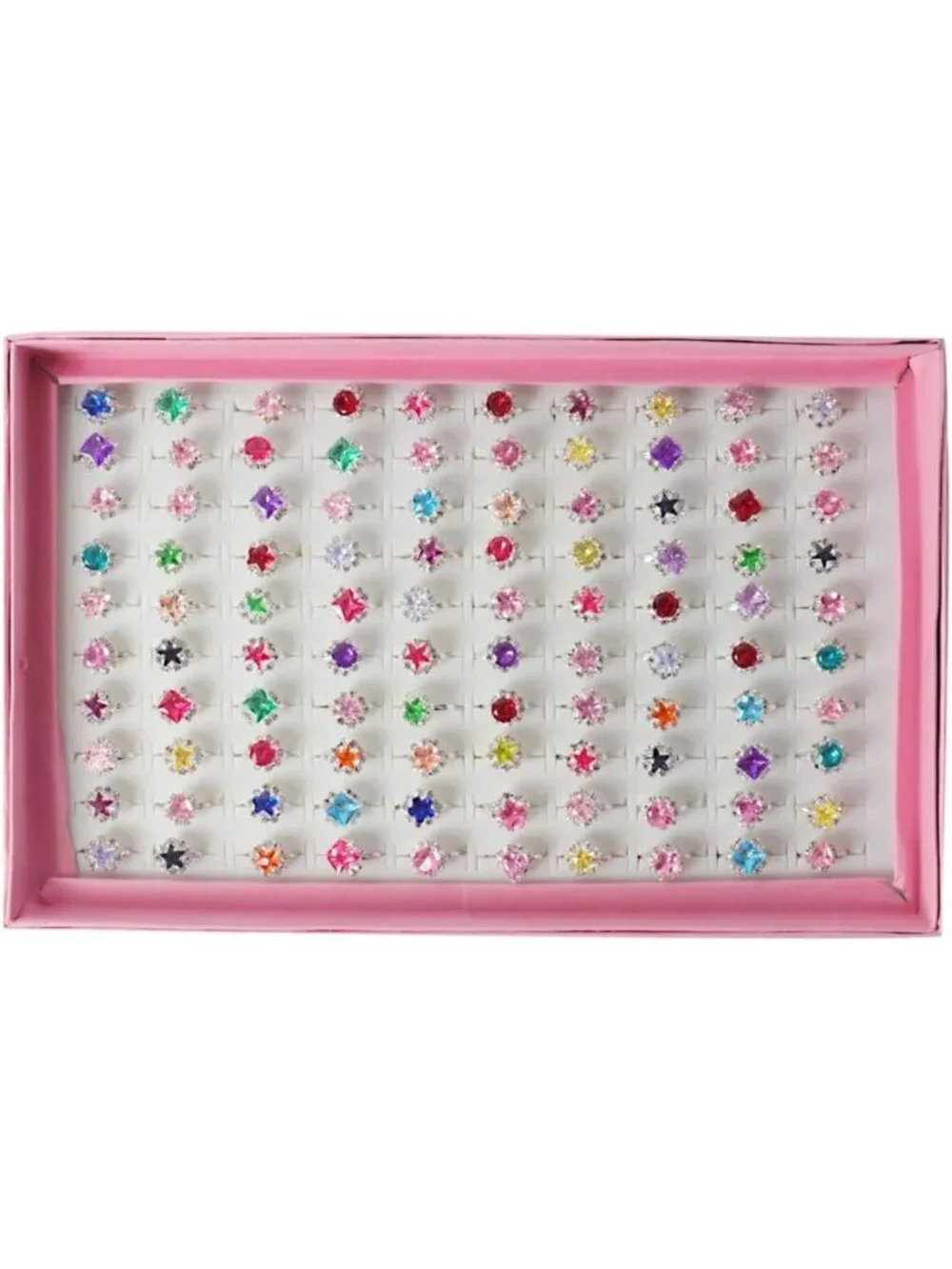 100 Cute Pretend Play Rings for Kids - Dress Up Jewelry Gift Set